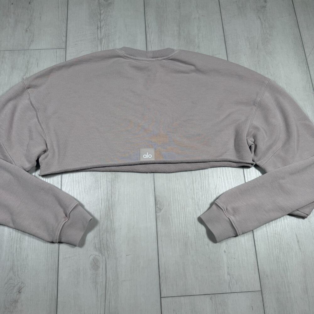 Alo Women's Small Mauve Cropped Crewneck Pullover Sweatshirt Pilates Workout